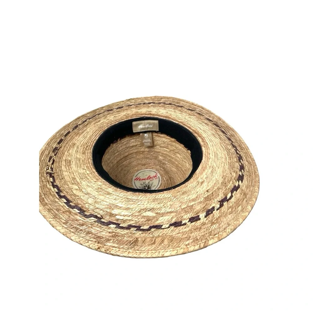 Hemlock Hat Madero Fedora 100% Palm Straw Hat Size XL unisex toast tan boho